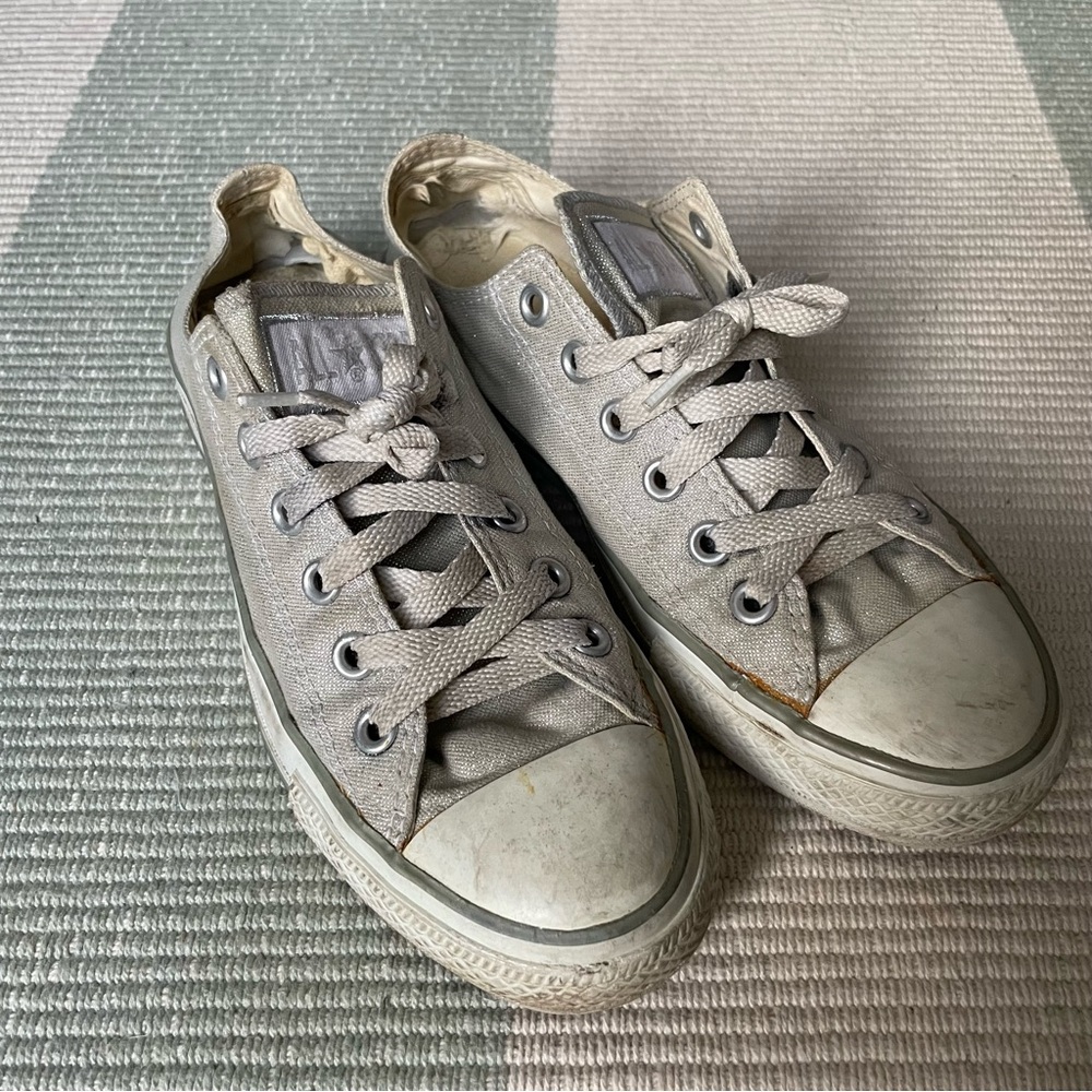 Converse Silver Women's Low Top Sneakers, 7.5
